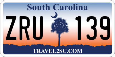 SC license plate ZRU139
