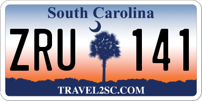SC license plate ZRU141