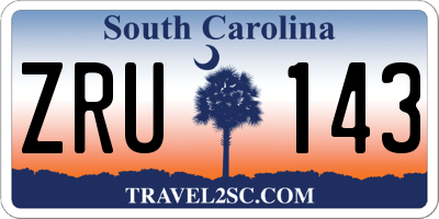 SC license plate ZRU143