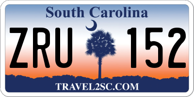 SC license plate ZRU152