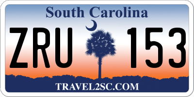 SC license plate ZRU153
