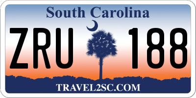 SC license plate ZRU188