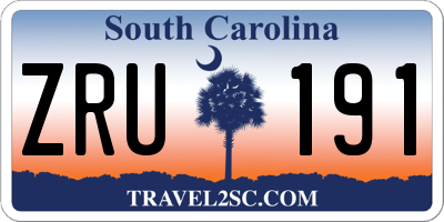 SC license plate ZRU191