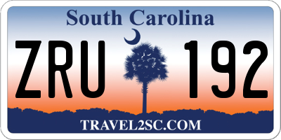 SC license plate ZRU192