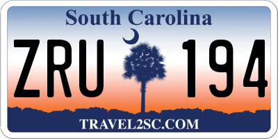 SC license plate ZRU194