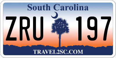 SC license plate ZRU197