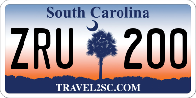 SC license plate ZRU200