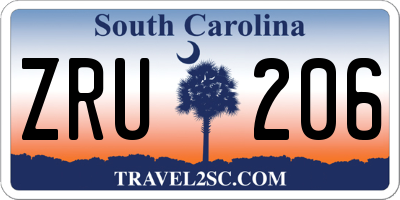 SC license plate ZRU206