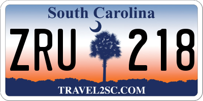 SC license plate ZRU218