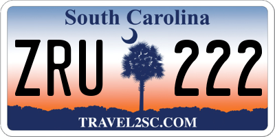 SC license plate ZRU222