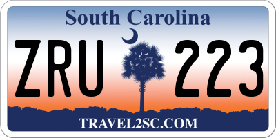 SC license plate ZRU223