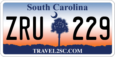 SC license plate ZRU229