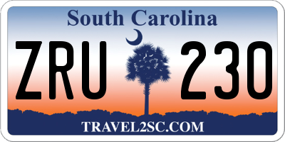 SC license plate ZRU230