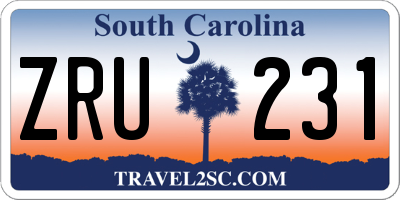 SC license plate ZRU231