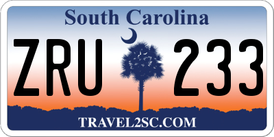 SC license plate ZRU233