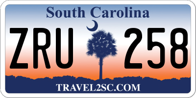 SC license plate ZRU258