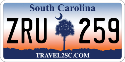 SC license plate ZRU259