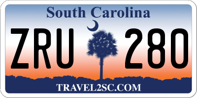 SC license plate ZRU280
