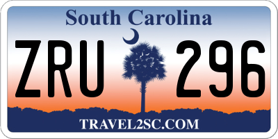 SC license plate ZRU296
