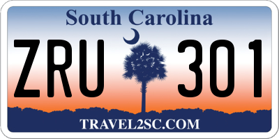 SC license plate ZRU301