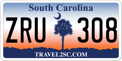 SC license plate ZRU308