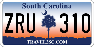 SC license plate ZRU310