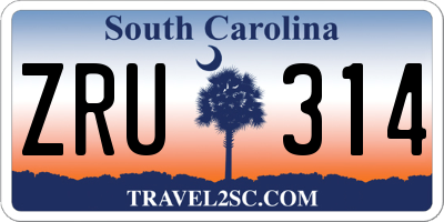 SC license plate ZRU314