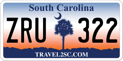 SC license plate ZRU322