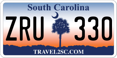 SC license plate ZRU330