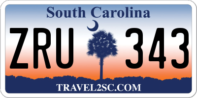 SC license plate ZRU343