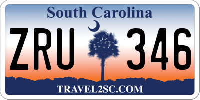 SC license plate ZRU346