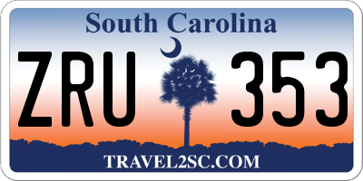 SC license plate ZRU353