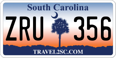 SC license plate ZRU356