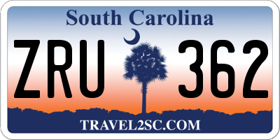 SC license plate ZRU362