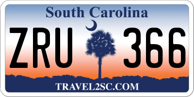 SC license plate ZRU366