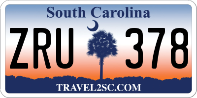 SC license plate ZRU378