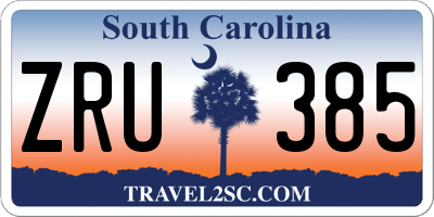 SC license plate ZRU385