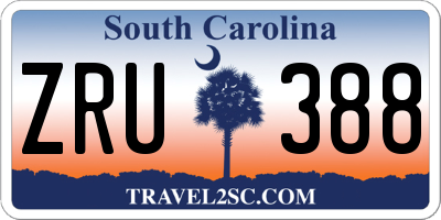 SC license plate ZRU388