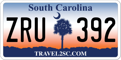 SC license plate ZRU392