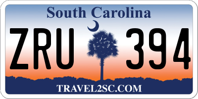 SC license plate ZRU394