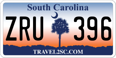 SC license plate ZRU396