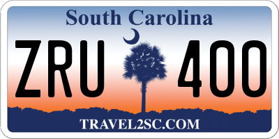SC license plate ZRU400