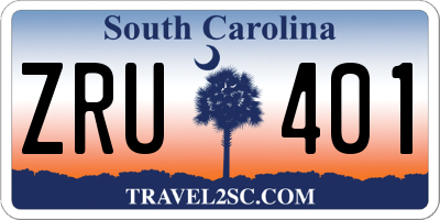 SC license plate ZRU401