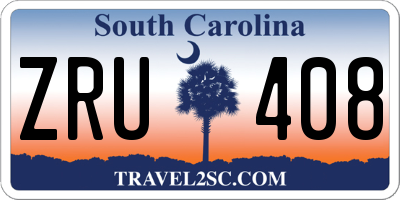 SC license plate ZRU408