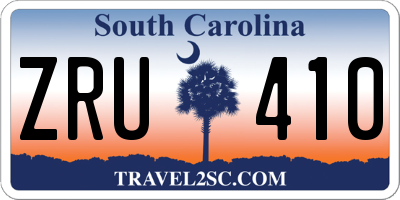SC license plate ZRU410