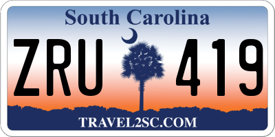 SC license plate ZRU419