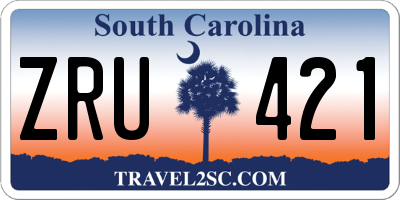 SC license plate ZRU421