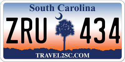 SC license plate ZRU434