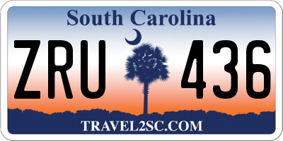 SC license plate ZRU436