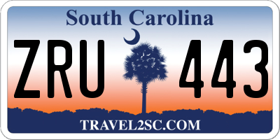 SC license plate ZRU443